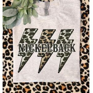 Nickelback Shirt Rock Music Popular Lightening Bolt Cheetah Print
